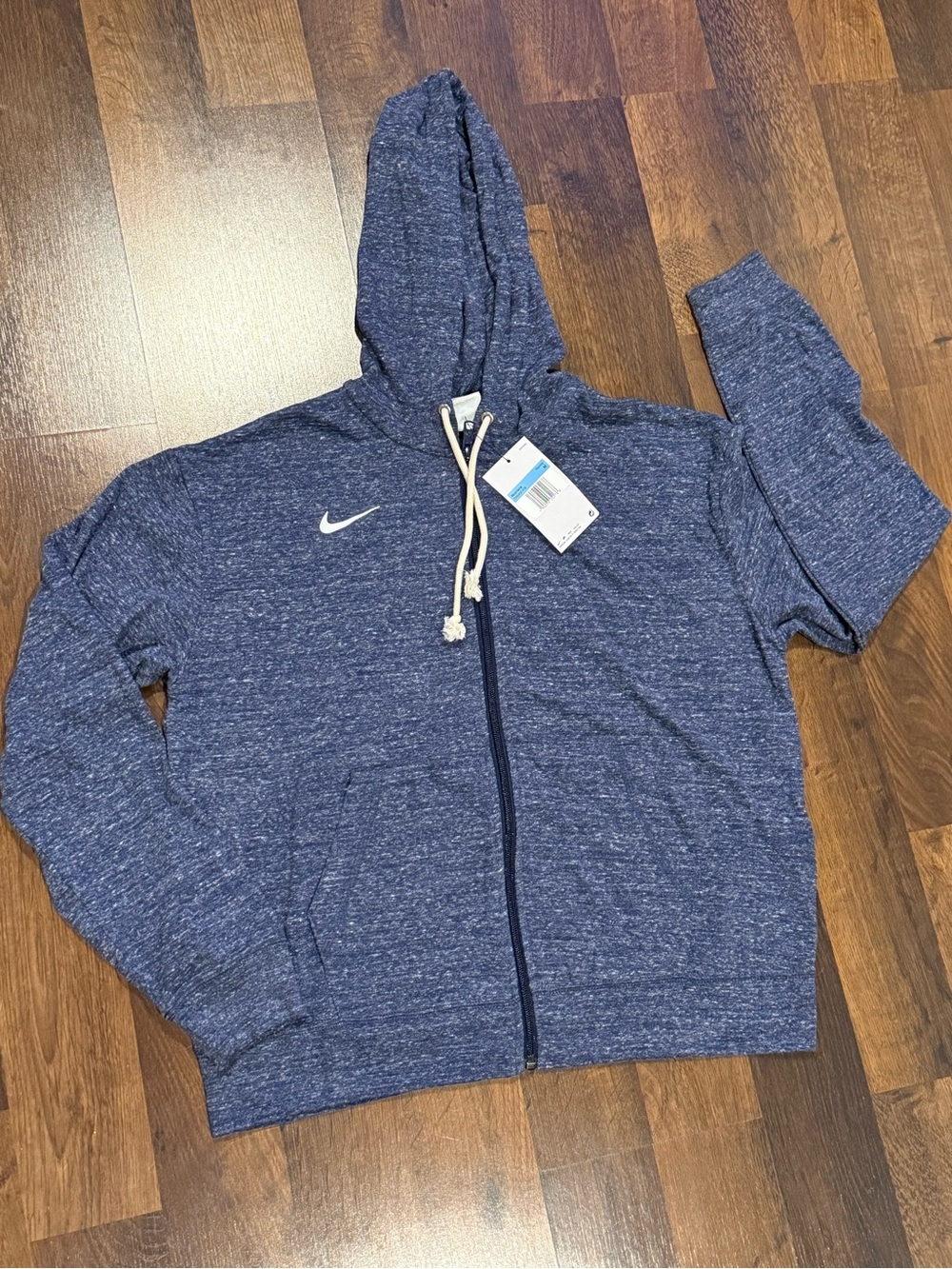 NEW W TAGS Nike Women’s Blue Zip-Up Hooded Lightweight Sweater (size MED)